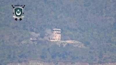 FSA 2nd Coastal Division using a T-55 to target a distant Syrian Army outpost - Atira - 2017