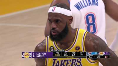 [Highlight] LeBron bullies his way to the rim and gets the foul for point 19 & 20