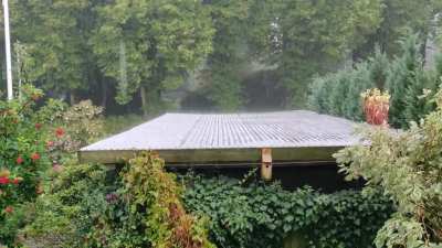 Rain on the roof of my garage
