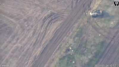 Footage from the Ukrainian Leleka-100 drone, which was targeted by the Russian Strela-10 air defense system, which missed twice. Ukraine 2023