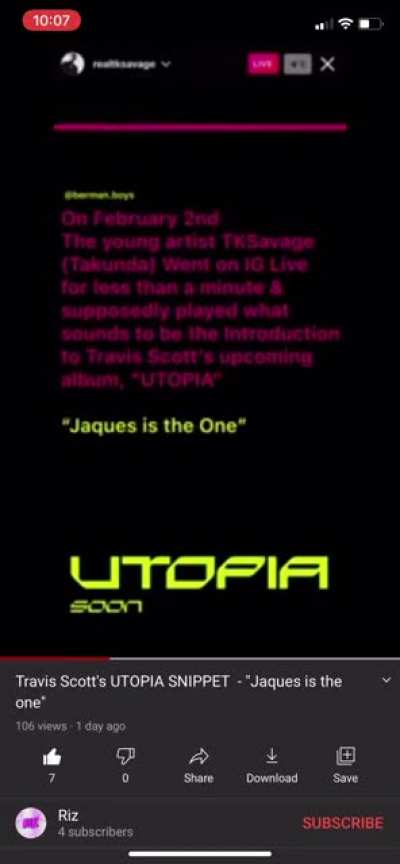Y’all lucky i saved the UTOPIA leak i posted before it deleted on youtube 😂