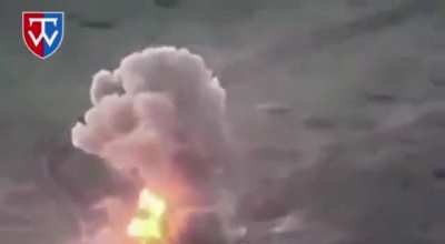 UA Drone View Of A Russian BMP Hitting A Mine.