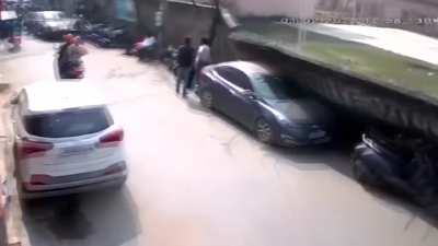 Sidewalk wall collapsed