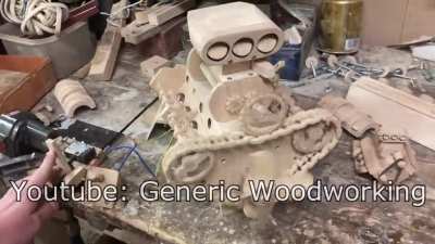 Designed and built this model engine at 18 years of age (13 years of woodworking experience)