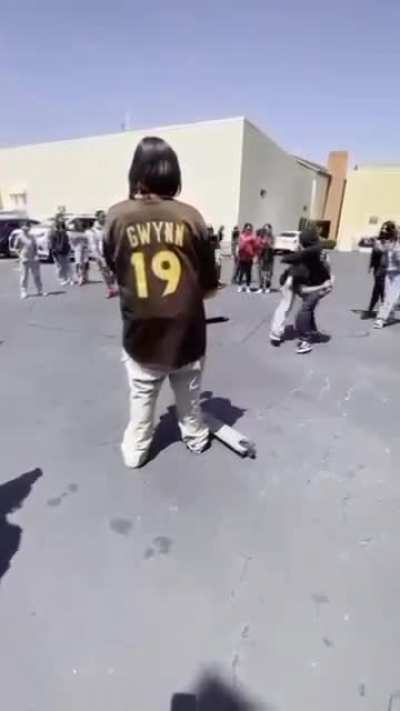 not mine, after school fight, man bun punched ground