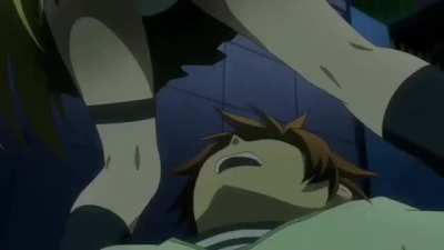 Rito looks at Yami's pantsu.