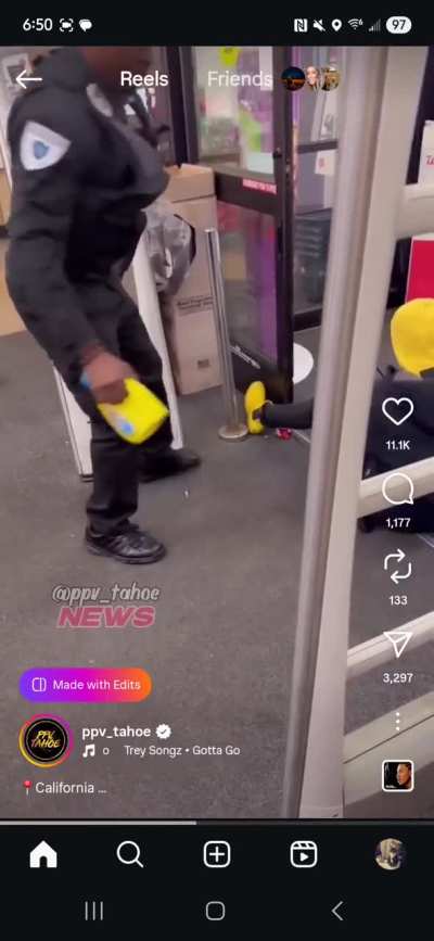 Security guard takes his job too seriously over a shop lifter.