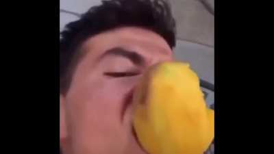 Mango on a fork