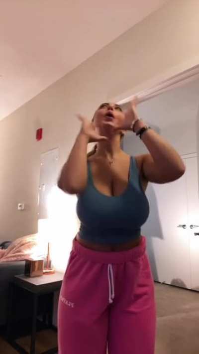 If you look closely, she is dancing.