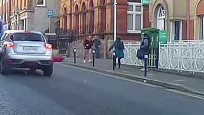 Old woman gets knocked to the ground by a pharmacologically challenged citizen stealing her handbag. Thankfully good Samaritans get her bag back. (3:30pm Dún Laoghaire)