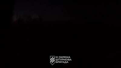 The Ukrainian Army are in action. The 3rd assault battalion (3 OSHBr) stormed Russian Army defenses during a nighttime mission in the Bakhmut direction, successfully securing Russian Army positions.