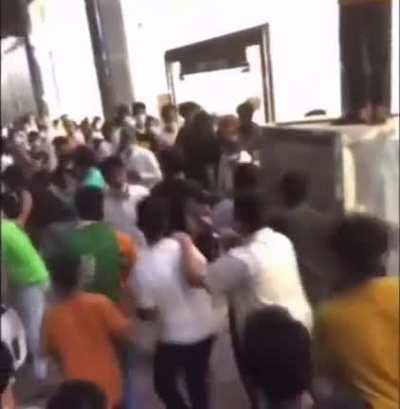 Brave young man steps up and tries his best to escort minor to safety after hundreds of GROWN Saudi Arabian men sexually and physically assault her for not covering up at Saudi Arabia’s National Day celebrations.