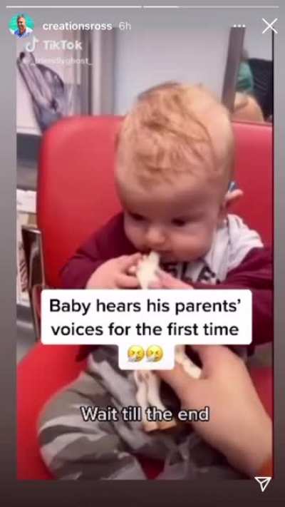 Baby terrified of hearing parents voice for the first time