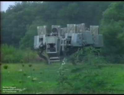 Adaptive Suspension Vehicle: a truck-sized, six-legged hydraulic robot funded by DARPA in 1980s