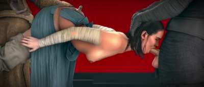 Rey spitroasted by Kylo and Snoke (Desabe)