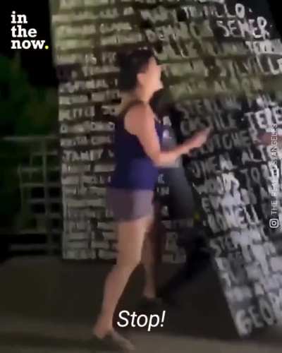 Woman destroys George Flyod memorial