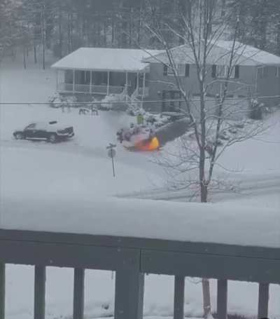 When shoveling the driveway will take too long.