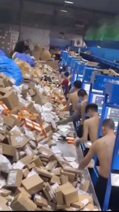A regular work day at the Temu warehouse 