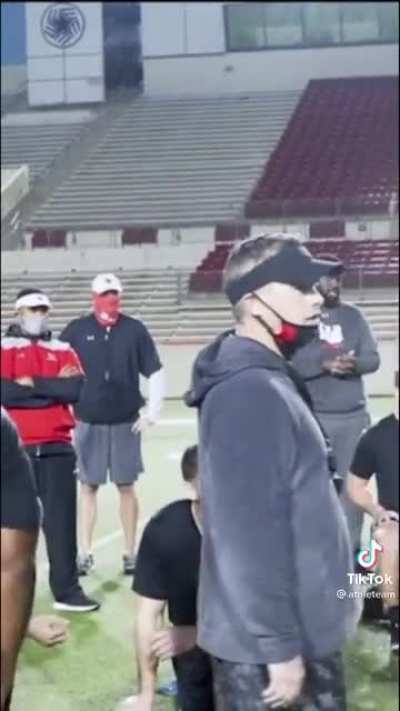 Football team has a happy freakout when their teammates get a sports scholarship