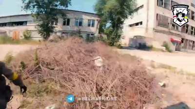Belarusian volunteers in urban combat against Russian troops in Severodonetsk, June 2022