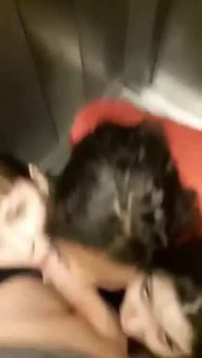 Quick elevator blowjob