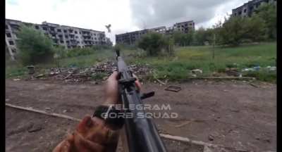 Russian soldiers shoot down 2 Ukrainian kamikaze drones.