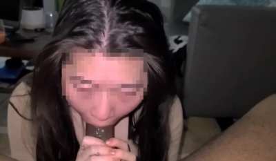 Japanese girl can't get enough of his big brown cock