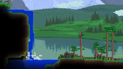 I built an infinitely running waterfall in my world!