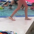 Inappropriate inconsiderate trashy behavior - shaving in a public pool