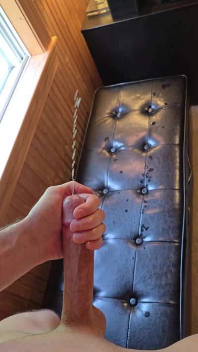 The second load of cum of the day from my massive cock