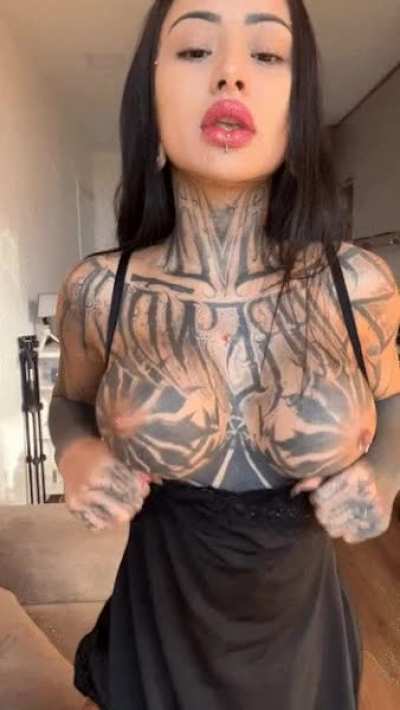 Guys keep telling me my inked tits are too big.. are they? (OC)
