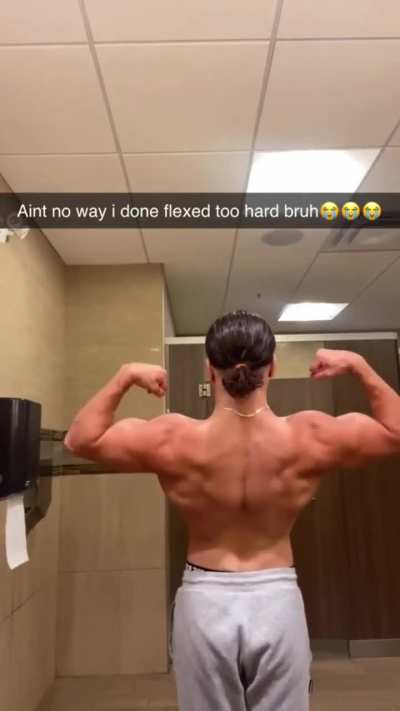 To flex his muscles after his workout
