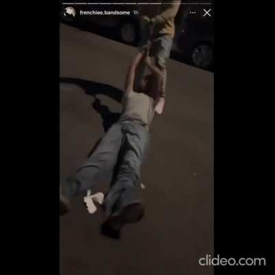 Man drags dog around so he himself gets dragged the same way (payback)