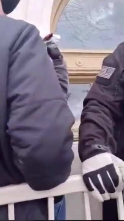 Trump Supporter To ANTIFA BREAKING The Capitol Window “Hey WTF man! Are you Antifa? Are you *%!% Antifa? What are you doing??” While crowd boos.