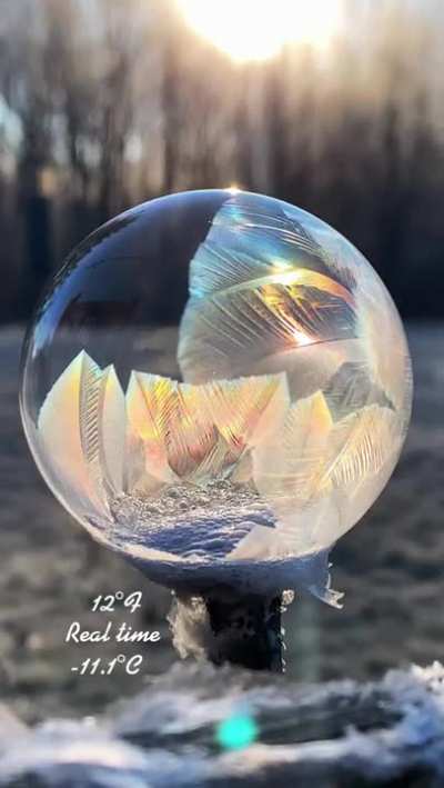 Frozen soap bubble