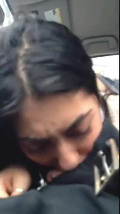Sexy Brunette gives a Hesitant Blowjob in the Car & Takes Cum In Her Mouth