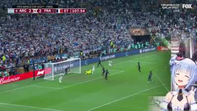 Messi's goal vs France in the World Cup final with Pekora's commentary