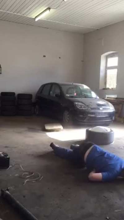 Guy Plays With Airbag