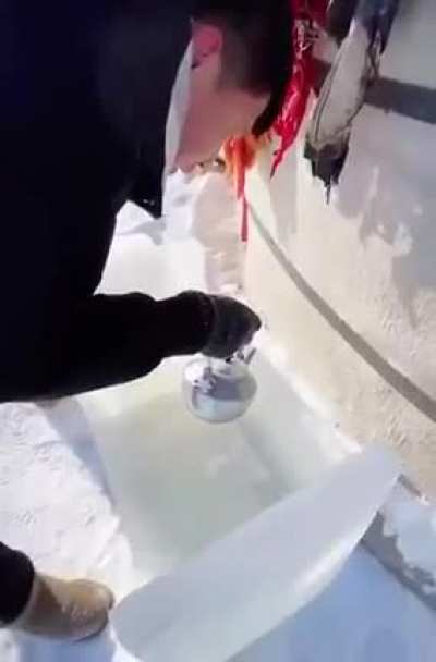 People who living in Mongolian‘s grassland store their food in winter like this