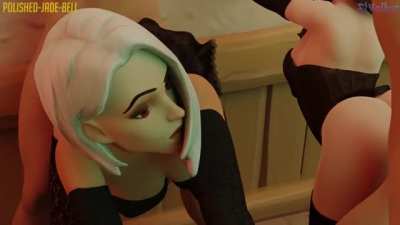 Ashe and D.Va get costumed up and fucked (poli<wbr>shed-<wbr>jade-<wbr>bell, Volkor) [Overwatch]