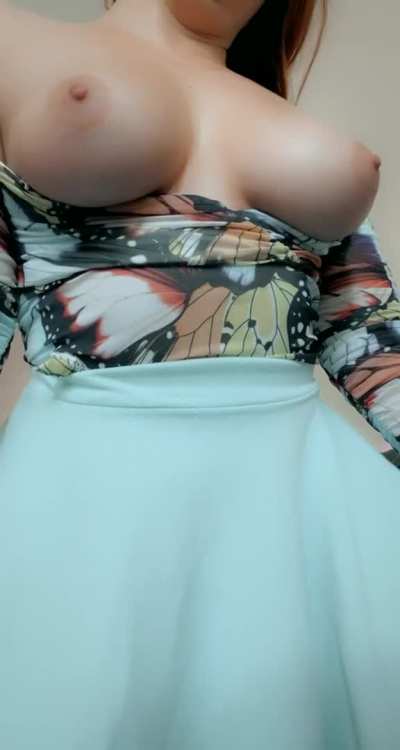 Can you imagine my big perky tits bursting out as I ride you?