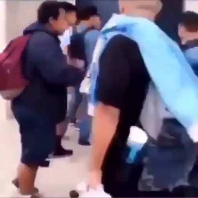 Right on the face