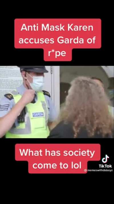 Irish anti mask karen calls bank guards rapists for preventing her from coming inside