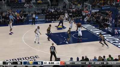 [Highlight] Kyrie spins past the defender into freedom but Myles Turner saves the day with a big rejection