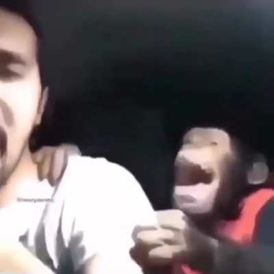 Yo llevando a mi pana el chimpancé a hacerse la circuncisión