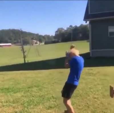 Showing off with a shotgun (no serious injury)
