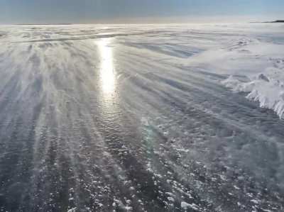 Marking lake trails on the ice