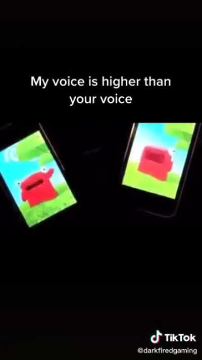My voice is higher than yours