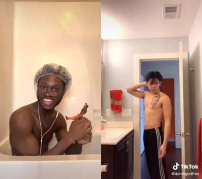My man was just trying to take a bath