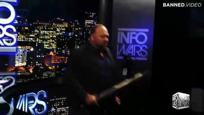 alex jones destroys jeff bezos's drone with a sword